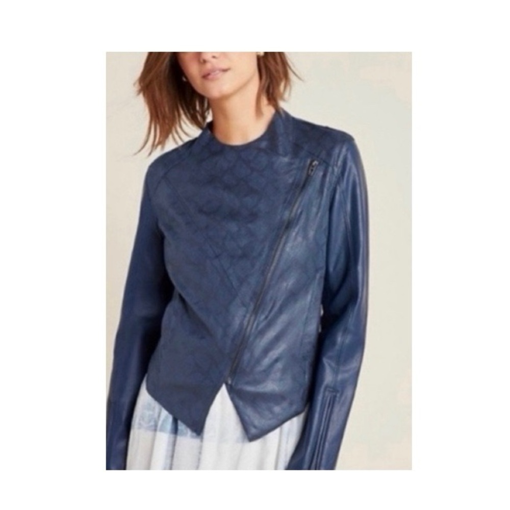 BlankNYC‎ Anthropologie Sharona Snakeskin Faux Leather Moto Jacket NWT